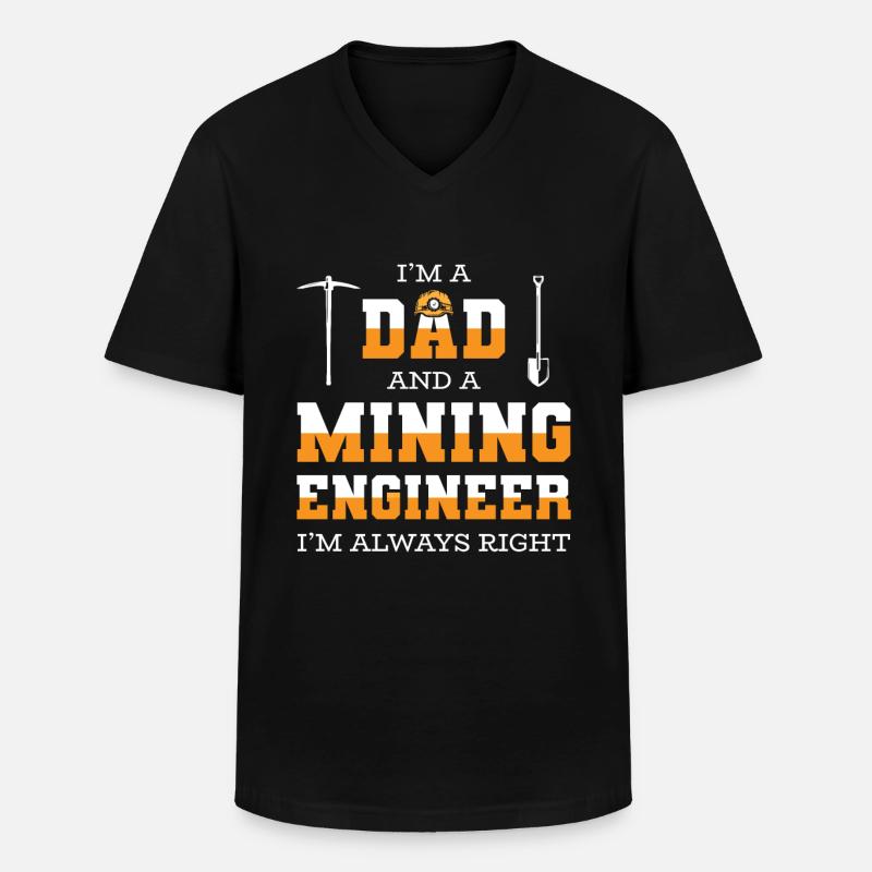 Engineer Papa Mining Engineer - Men's V-Neck T-Shirt - black