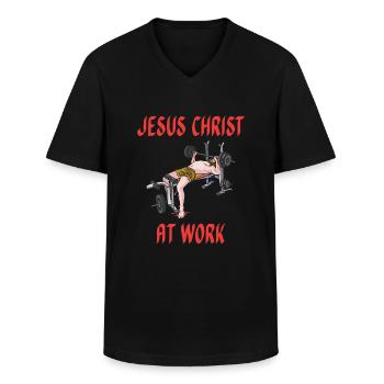 Christ Christentum Trainieren - Männer-T-Shirt mit V-Ausschnitt - Schwarz - Vorne - AI Model Male 178 dark (178cm)