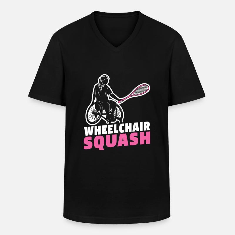 Fauteuil roulant de squash - T-shirt col V Homme - noir