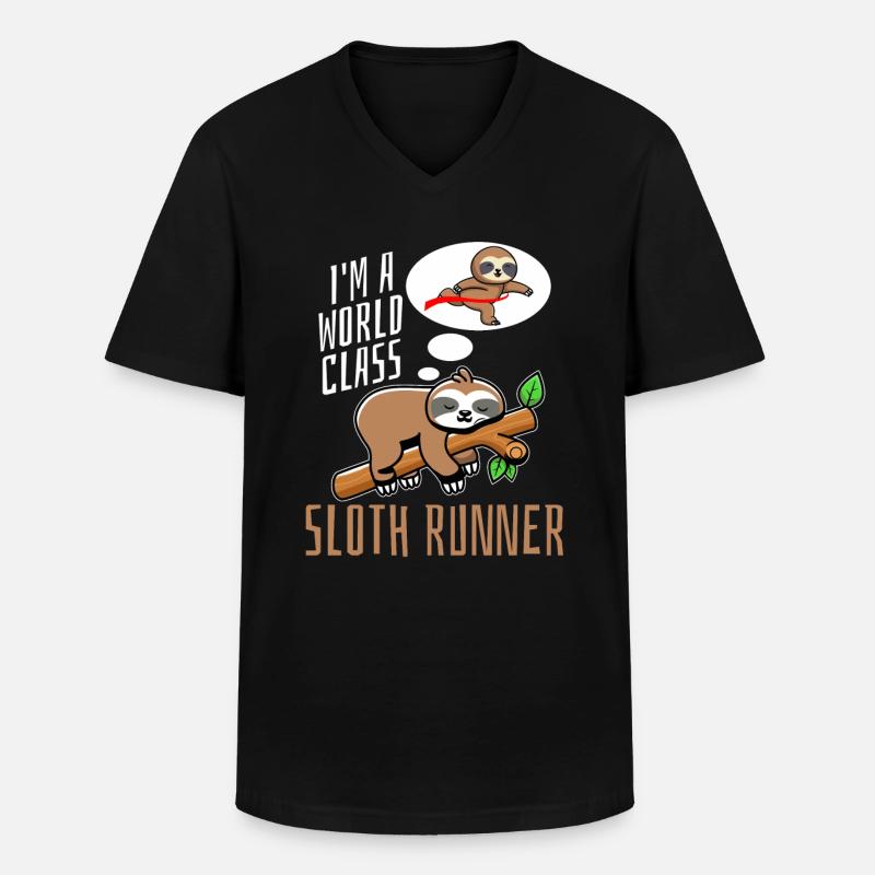 Sloth Runner Sloth Runs - T-shirt col V Homme - noir