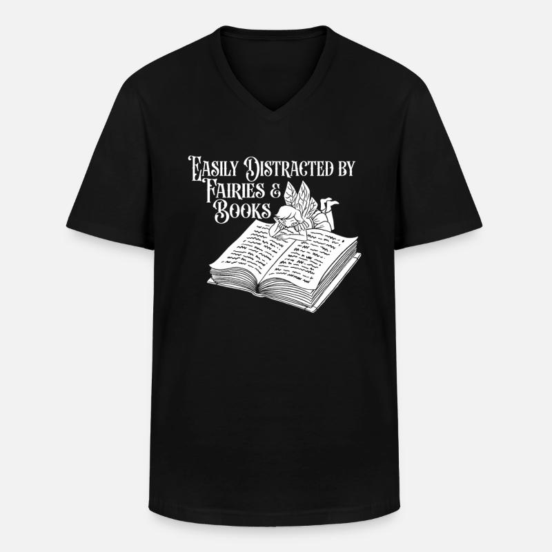 Buch Leseratte Bücherwurm Niedlich Buchfee - Männer-T-Shirt mit V-Ausschnitt - Schwarz