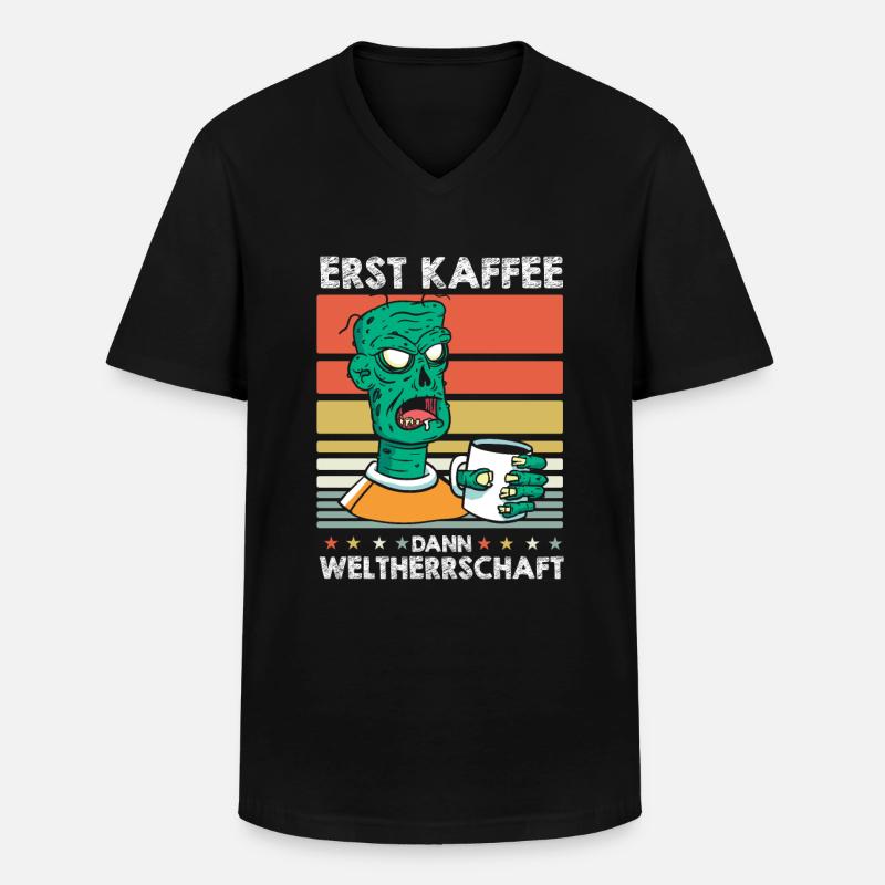 Zombie Halloween Kaffee - Männer-T-Shirt mit V-Ausschnitt - Schwarz