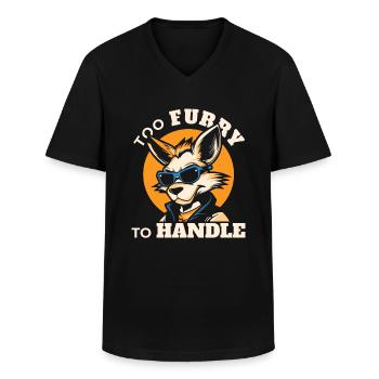 Furry Fandom Fursuits - Men's V-Neck T-Shirt - black - Front - AI Model Male 178 dark (178cm)