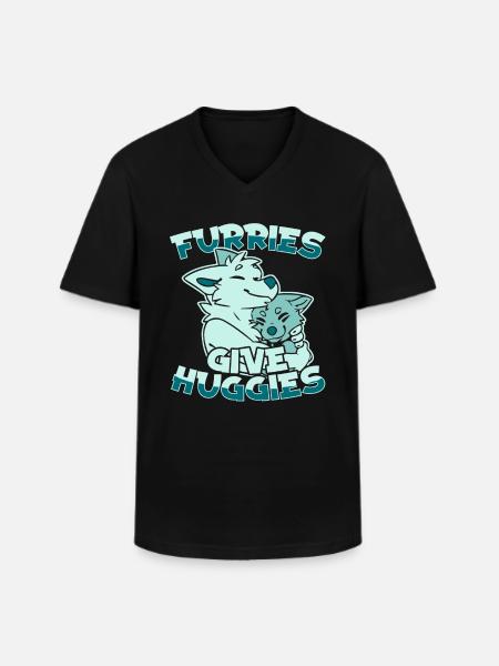 Furry Fandom Fursuits Hug - Men's V-Neck T-Shirt - black