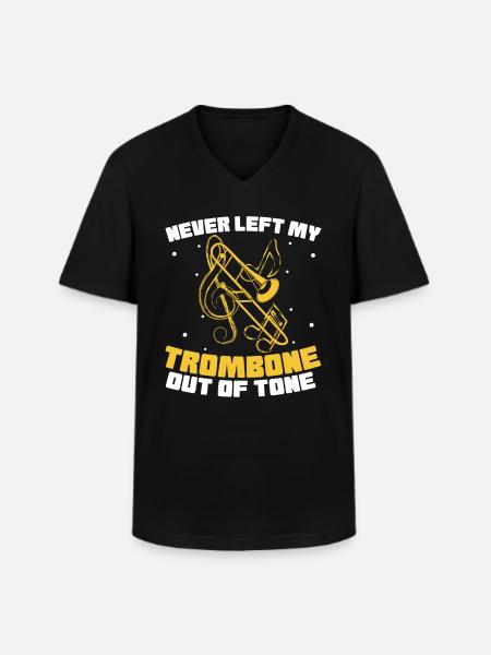 Minstrel Trombone Funny - Men's V-Neck T-Shirt - black