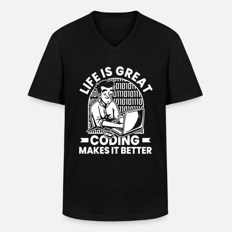 Entwickler Coder Programmierer Humor - Männer-T-Shirt mit V-Ausschnitt - Schwarz