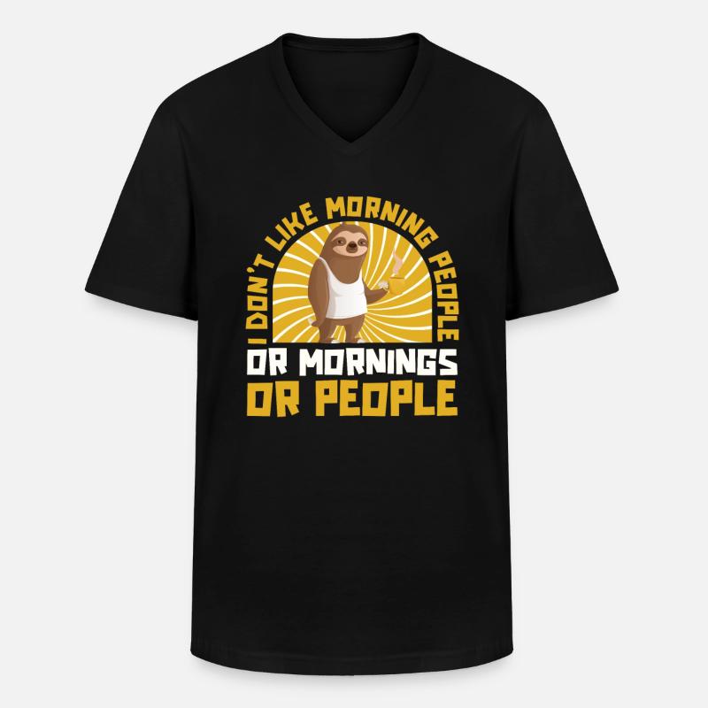 Faultier Witzig - Männer-T-Shirt mit V-Ausschnitt - Schwarz