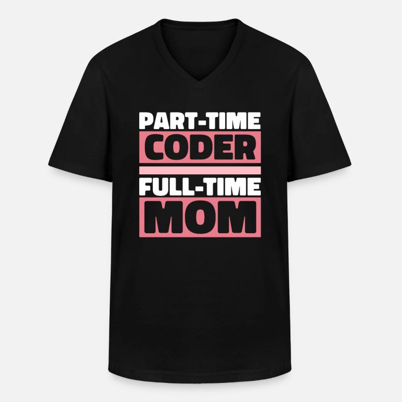 Développeur Coder Programmeur Mère - T-shirt col V Homme - noir