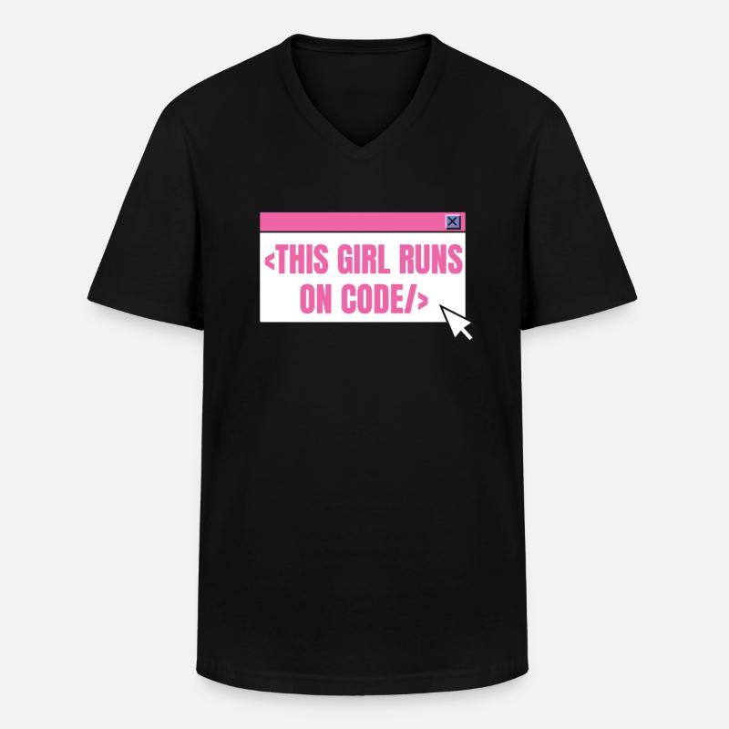 Developer Coder Programmer Girl - Men's V-Neck T-Shirt - black