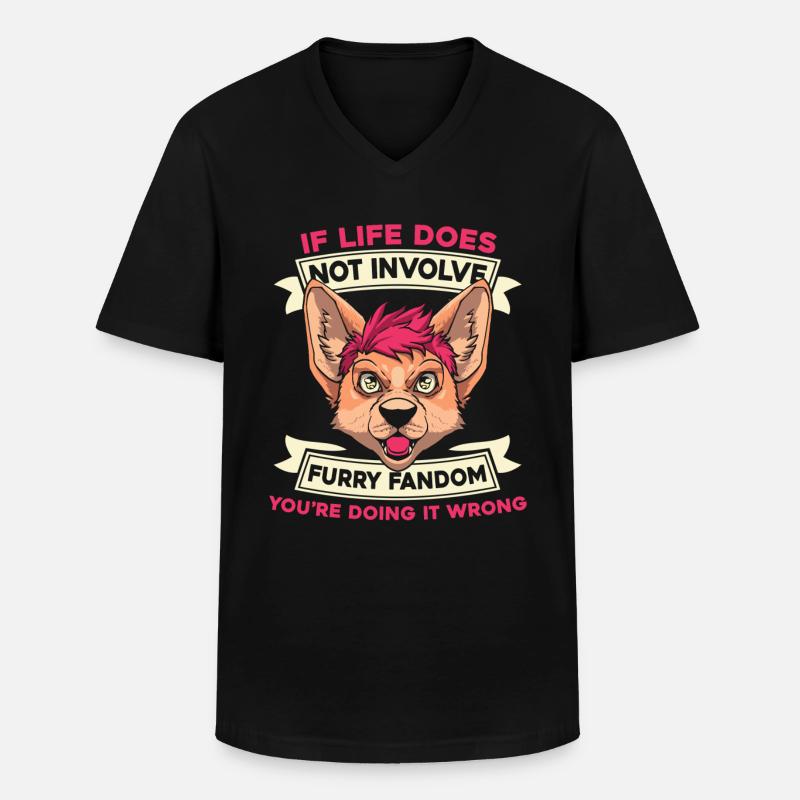 Furry Fandom Fursuits - Männer-T-Shirt mit V-Ausschnitt - Schwarz