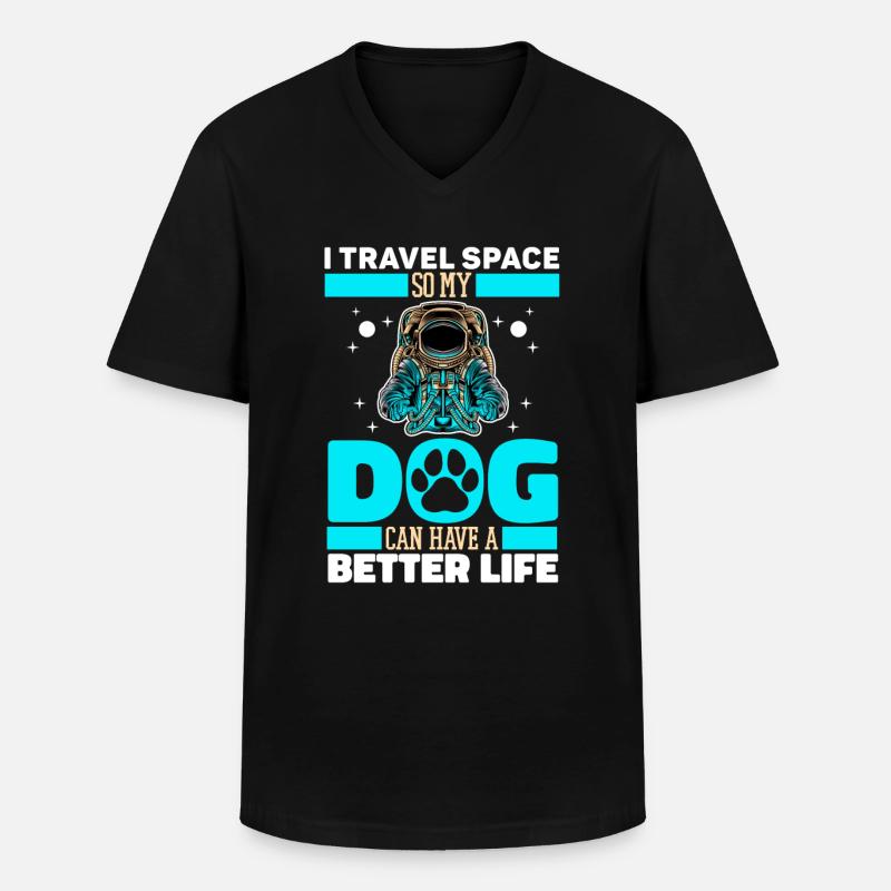 Astronaut Raumfahrer Kosmonaut Hund - Männer-T-Shirt mit V-Ausschnitt - Schwarz