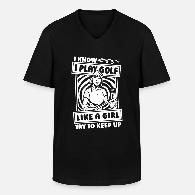 Golf Golfer Golfen - Männer-T-Shirt mit V-Ausschnitt - Schwarz