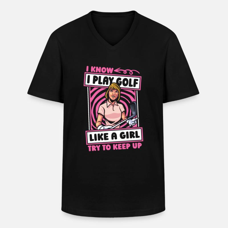 Golf Golfer Golfen Mädchen - Männer-T-Shirt mit V-Ausschnitt - Schwarz