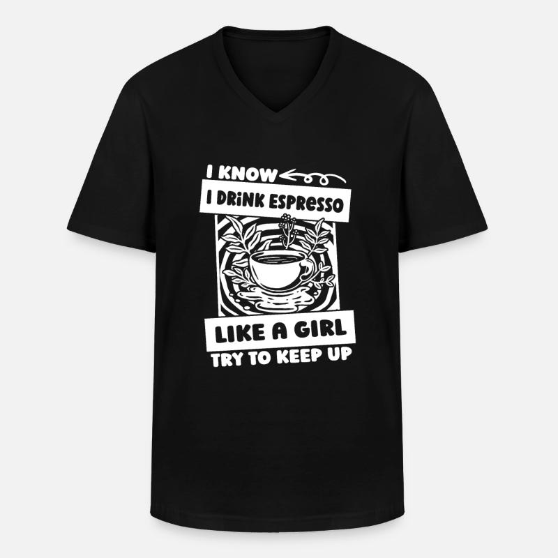 Kaffee Espresso - Männer-T-Shirt mit V-Ausschnitt - Schwarz