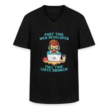 Développeur Web Café du développeur Web - T-shirt col V Homme - noir - Devant - AI Model Male 178 dark (178cm)