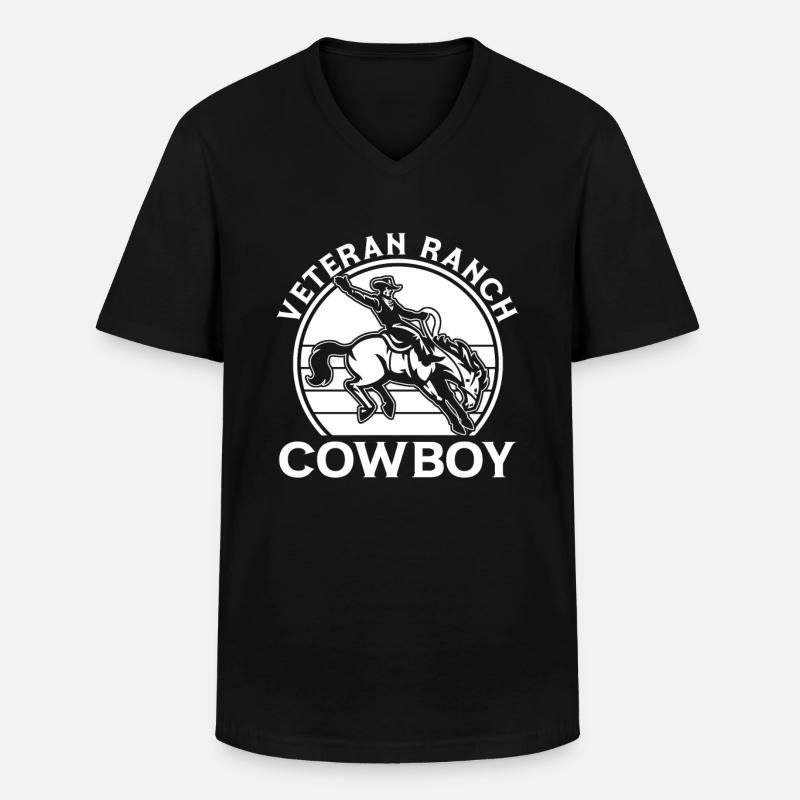 Rodeo Cowboy Ranch Cowboy - Maglietta da uomo classica con scollo a V - nero