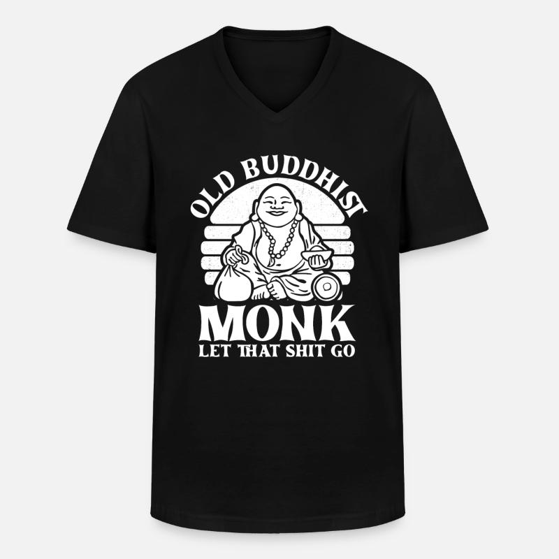 Buddha Buddhist Mönch - Männer-T-Shirt mit V-Ausschnitt - Schwarz