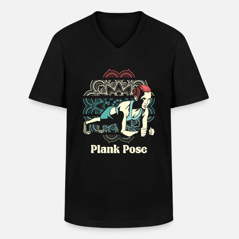 Yoga Planke - Männer-T-Shirt mit V-Ausschnitt - Schwarz