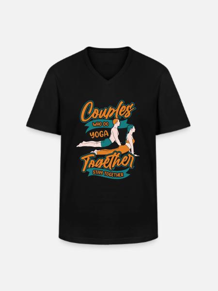 Yoga Paar - Männer-T-Shirt mit V-Ausschnitt - Schwarz