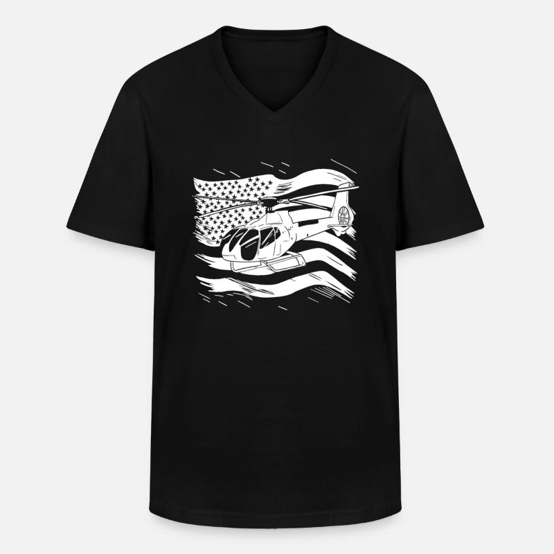 Helikopter Hubschrauber - Männer-T-Shirt mit V-Ausschnitt - Schwarz