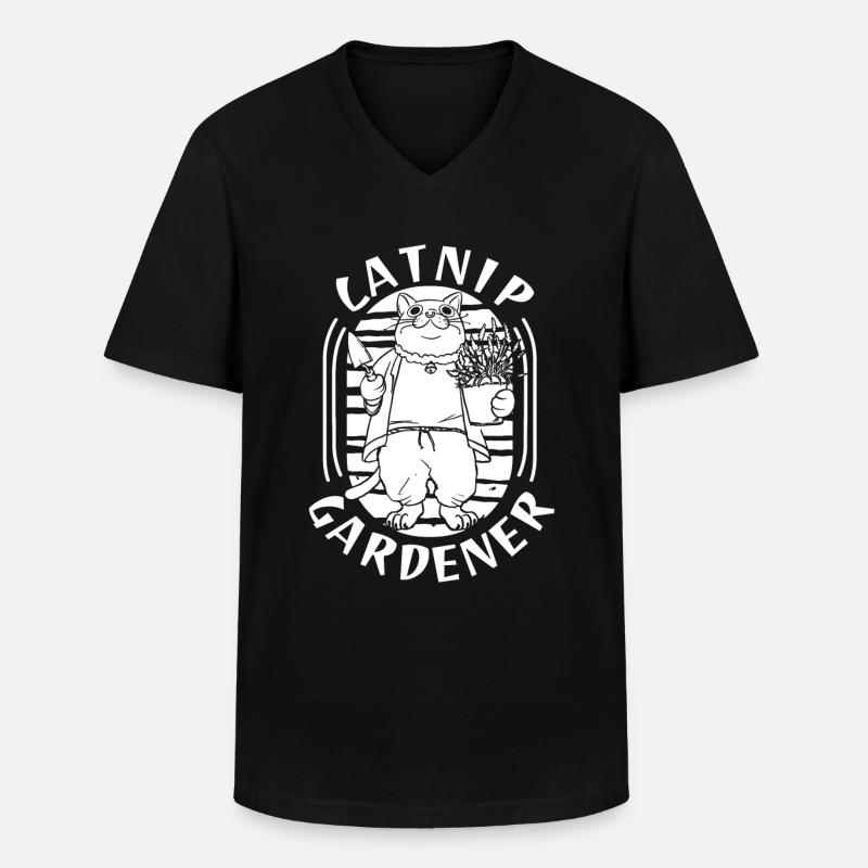 Hobbygärtner Garten Gartenkatze - Männer-T-Shirt mit V-Ausschnitt - Schwarz