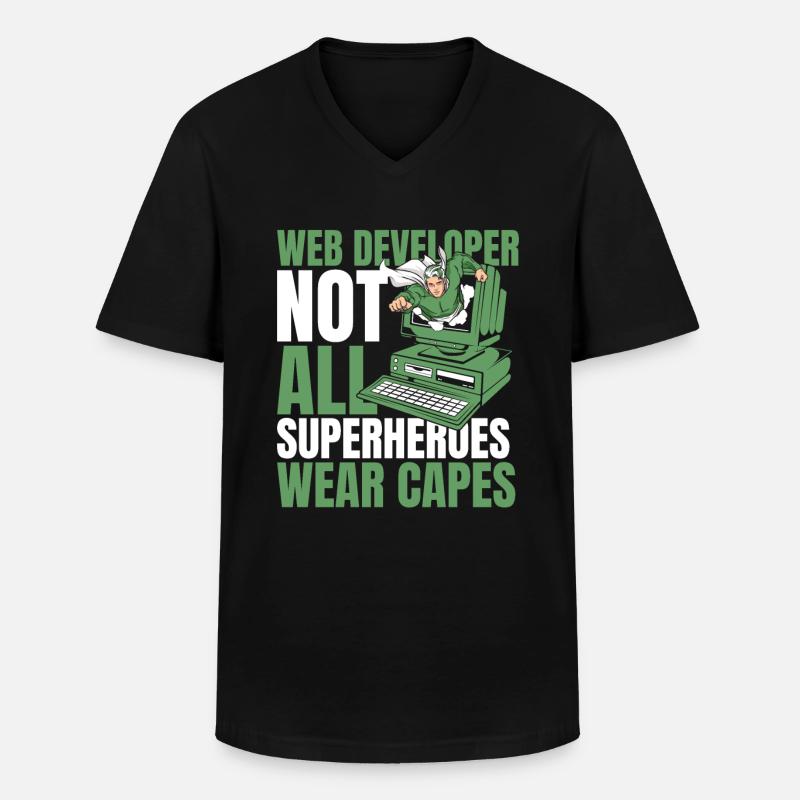 Web Developer Web Developer Superhero - Men's V-Neck T-Shirt - black