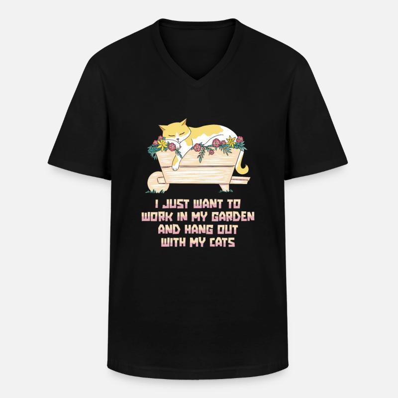 Hobbygärtner Garten Gartenkatze - Männer-T-Shirt mit V-Ausschnitt - Schwarz