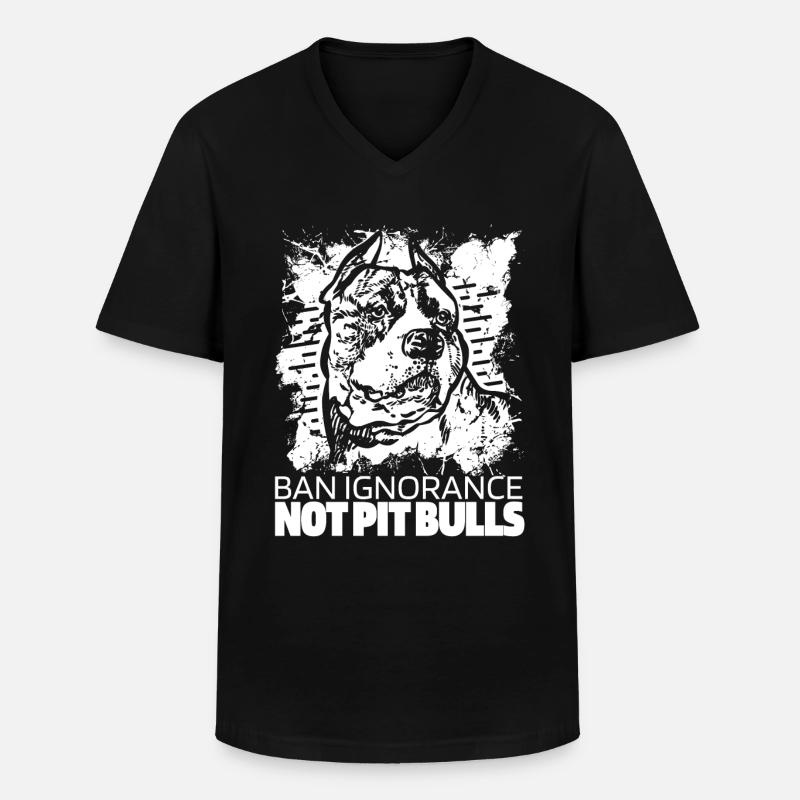 Pitbull Ignoranz Pitbull Verbot - Männer-T-Shirt mit V-Ausschnitt - Schwarz