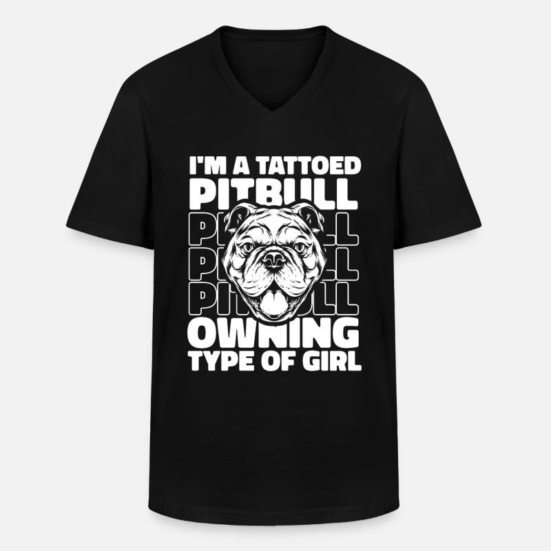 Pitbull Tätowiert Pitbull Verbot - Männer-T-Shirt mit V-Ausschnitt - Schwarz