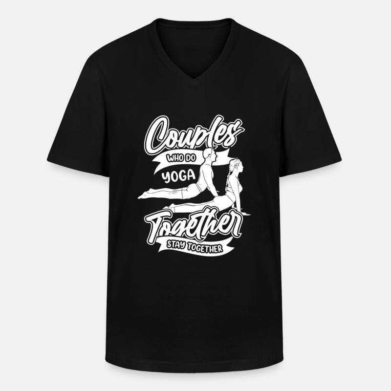 Yoga - Männer-T-Shirt mit V-Ausschnitt - Schwarz