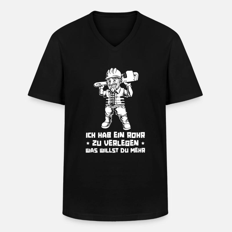 Rohrleitungsbauer - Männer-T-Shirt mit V-Ausschnitt - Schwarz