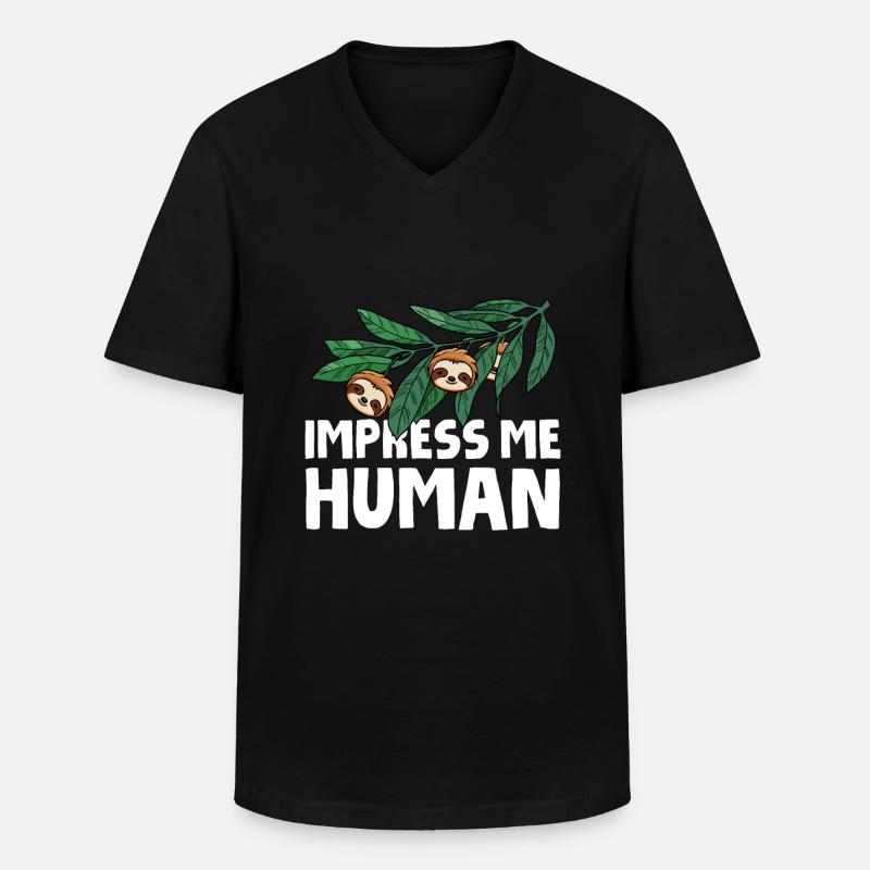 Faultier Cool - Männer-T-Shirt mit V-Ausschnitt - Schwarz