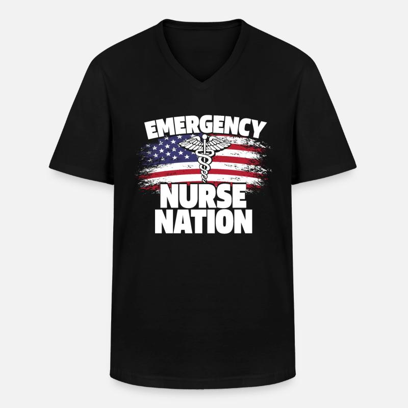 Krankenschwester US Flagge - Männer-T-Shirt mit V-Ausschnitt - Schwarz