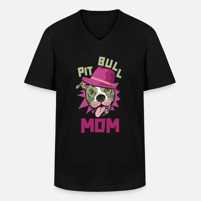 Pitbull Mutter Pitbull Verbot Mom - Männer-T-Shirt mit V-Ausschnitt - Schwarz