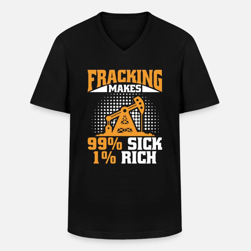 Ölfeld Bohrinsel Fracking - Männer-T-Shirt mit V-Ausschnitt - Schwarz