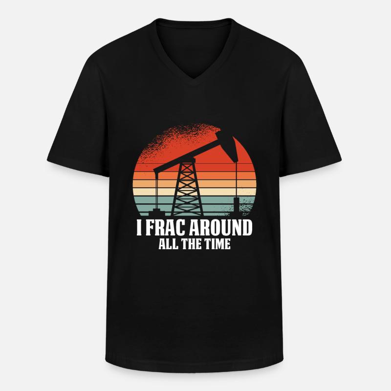 Ölfeld Bohrinsel Fracking - Männer-T-Shirt mit V-Ausschnitt - Schwarz