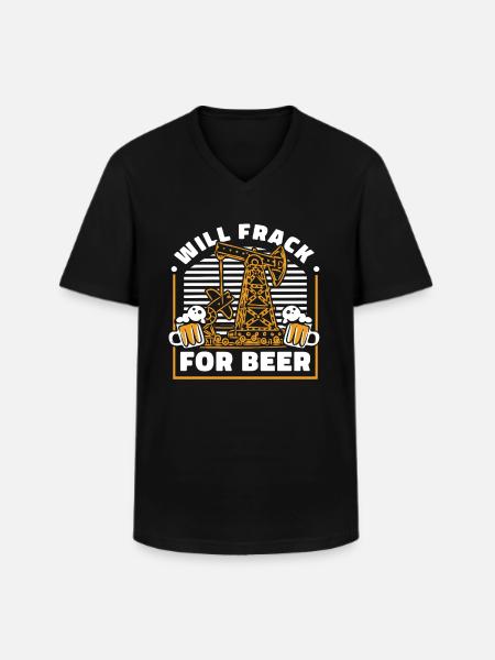 Oilfield Oil Rig Beer Fracking - Men's V-Neck T-Shirt - black