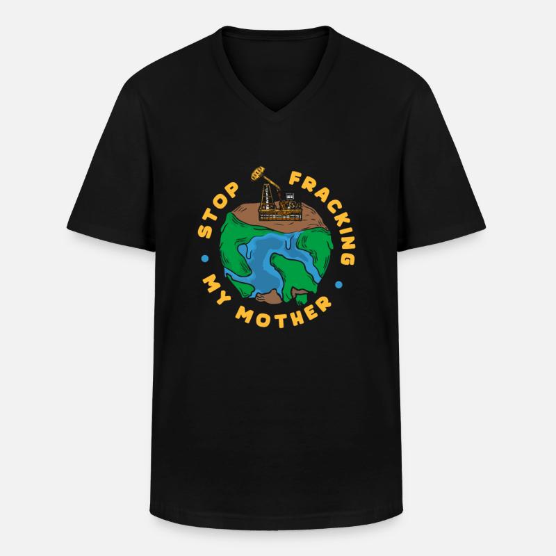 Ölfeld Bohrinsel Fracking - Männer-T-Shirt mit V-Ausschnitt - Schwarz