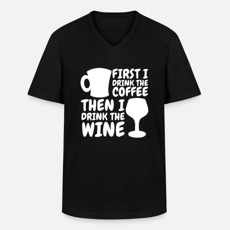 Kaffee Cafe Kaffeewein - Männer-T-Shirt mit V-Ausschnitt - Schwarz