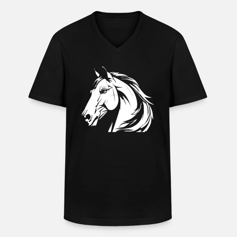 Pferd Reitsport Kopf - Männer-T-Shirt mit V-Ausschnitt - Schwarz