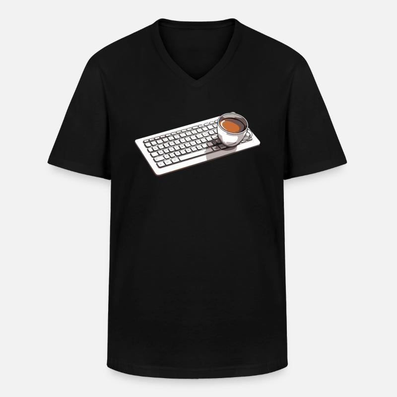 Développeur, Codeur, Programmeur, Café - T-shirt col V Homme - noir
