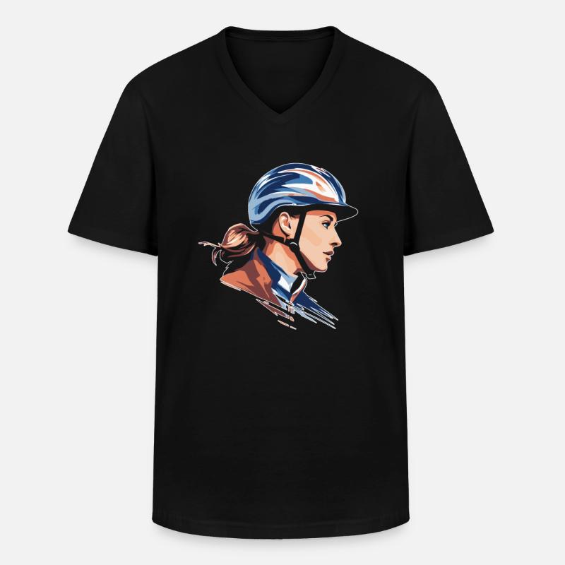 Pferde - Männer-T-Shirt mit V-Ausschnitt - Schwarz