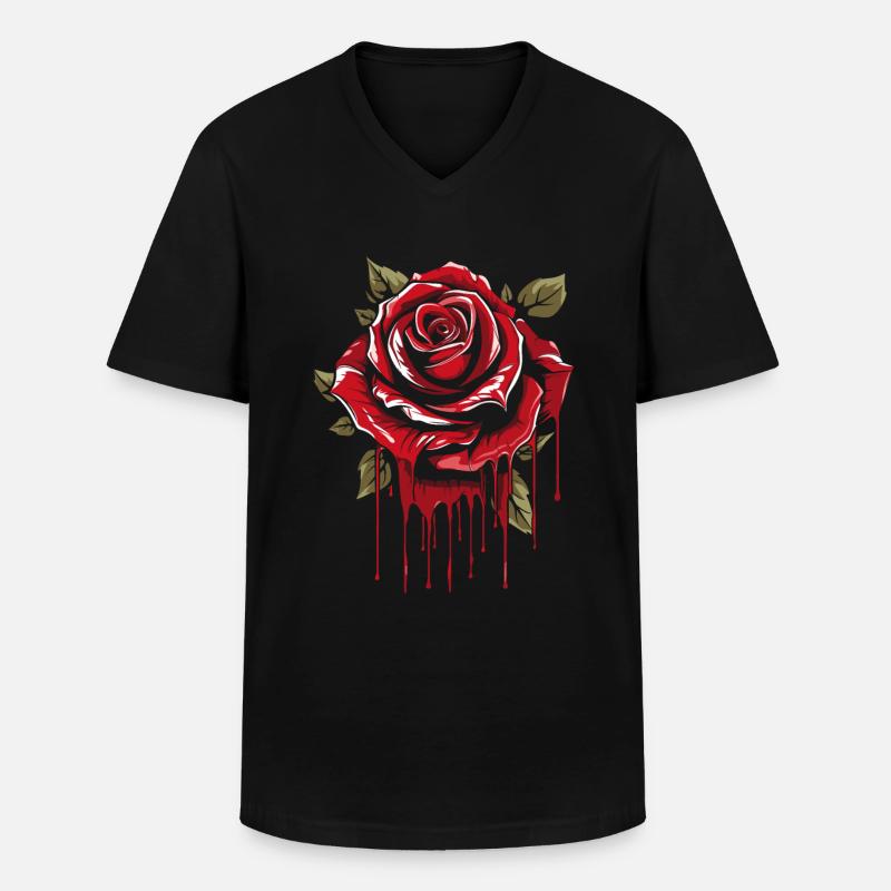 Red Rose Goth Cool - Men's V-Neck T-Shirt - black