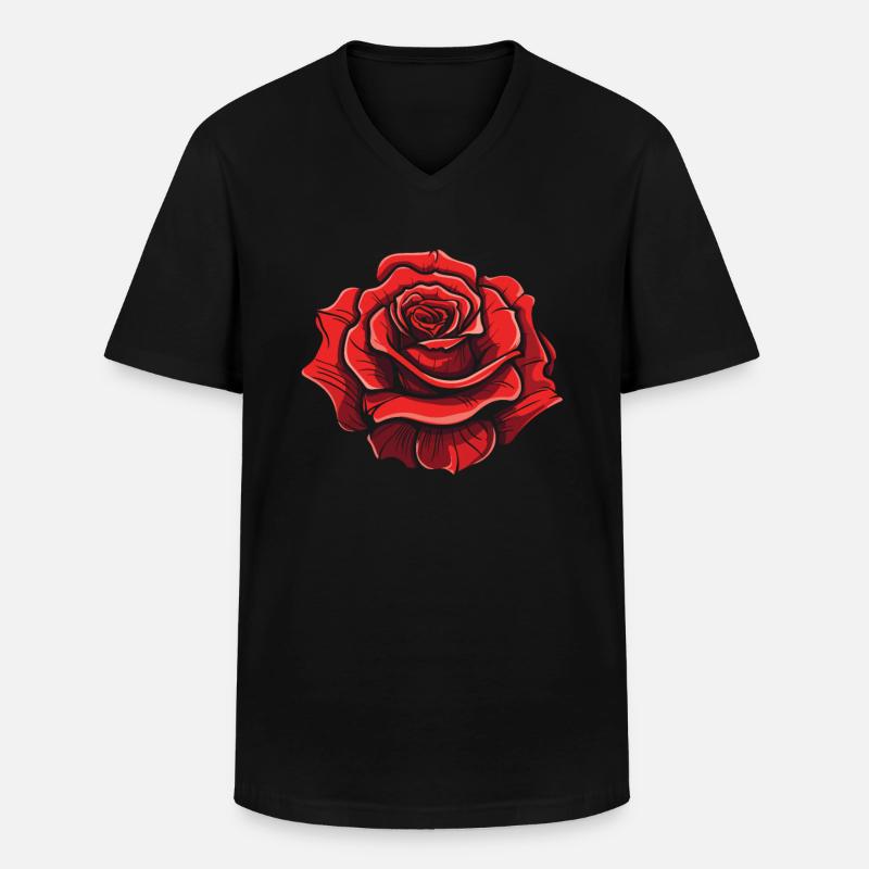 Rote Rose Goth Cool - Männer-T-Shirt mit V-Ausschnitt - Schwarz