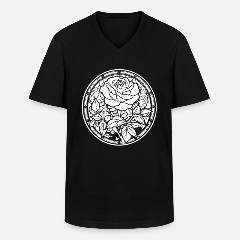 Rote Rose Goth - Männer-T-Shirt mit V-Ausschnitt - Schwarz