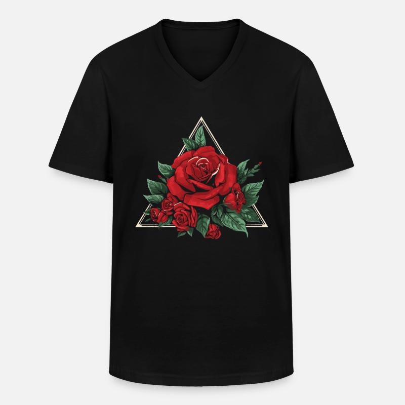 Rote Rose Goth - Männer-T-Shirt mit V-Ausschnitt - Schwarz