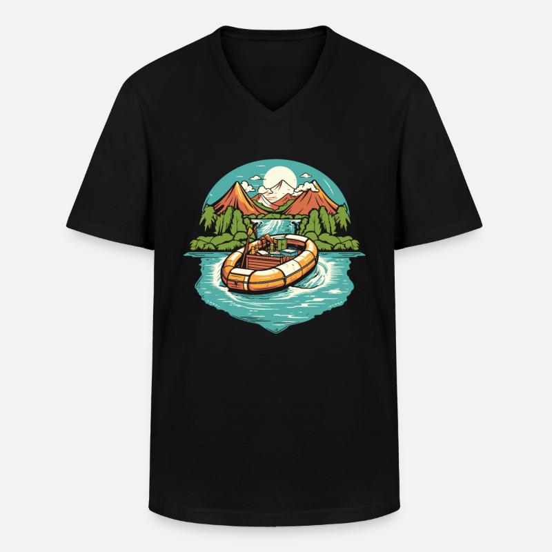 Rafting - Männer-T-Shirt mit V-Ausschnitt - Schwarz