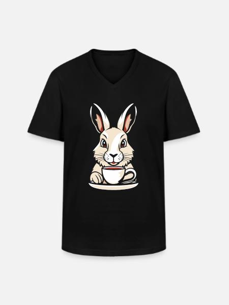 Bunny Rabbit Coffee - Men's V-Neck T-Shirt - black
