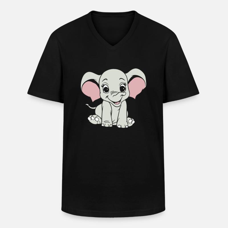 Elefant Lächelnd - Männer-T-Shirt mit V-Ausschnitt - Schwarz