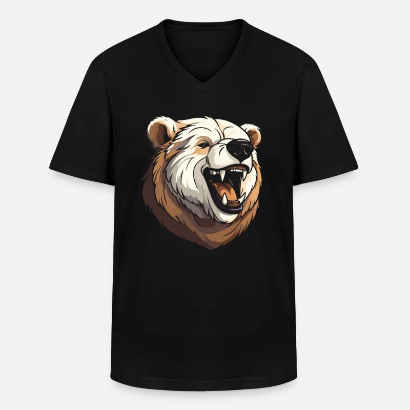 Orso Orso bruno che sorride - Maglietta da uomo classica con scollo a V - nero